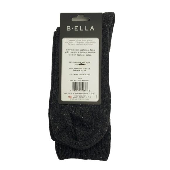 B.Ella 86% Cashmere Crew Socks Dark Grey Luxury MODA Ladies Warm Cozy Med 9-11 - Picture 2 of 4